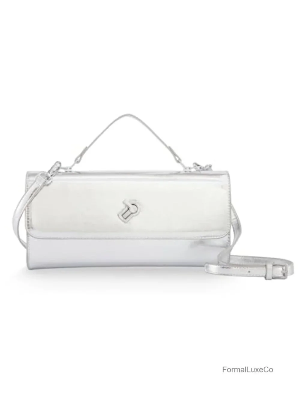 Women Metallic PU Evening Clutch Purse Square Box Bag with Chain Strap